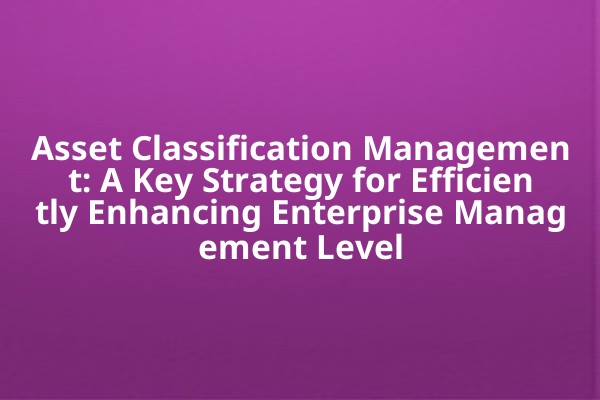 Asset Classification Management: A Key Strategy for Efficiently Enhancing Enterprise Management Level