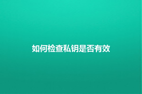 如何检查私钥是否有效🔑💻