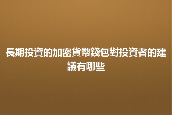 長期投資的加密貨幣錢包對投資者的建議有哪些💰📈