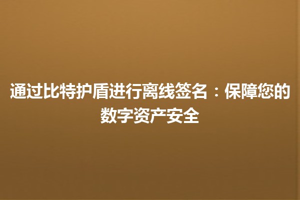 通过比特护盾进行离线签名🔐：保障您的数字资产安全