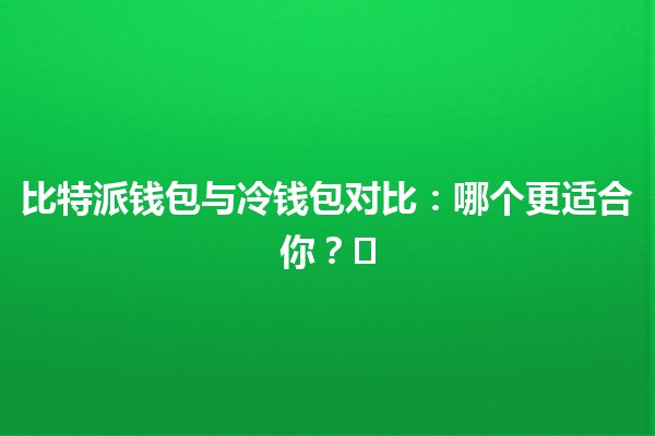 比特派钱包与冷钱包对比：哪个更适合你？💰❄️