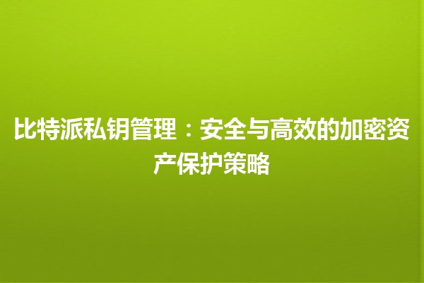 比特派私钥管理：安全与高效的加密资产保护策略