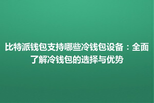 比特派钱包支持哪些冷钱包设备：全面了解冷钱包的选择与优势