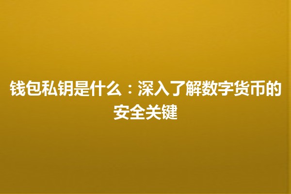 钱包私钥是什么：深入了解数字货币的安全关键