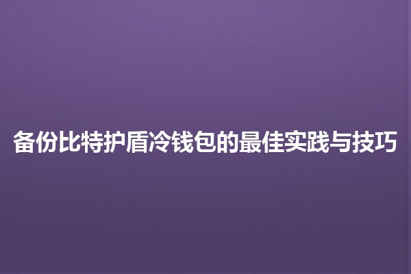 备份比特护盾冷钱包的最佳实践与技巧🔒💼