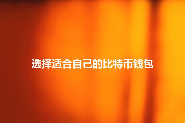 选择适合自己的比特币钱包 🪙🔐
