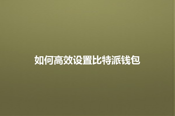 如何高效设置比特派钱包💼🔐
