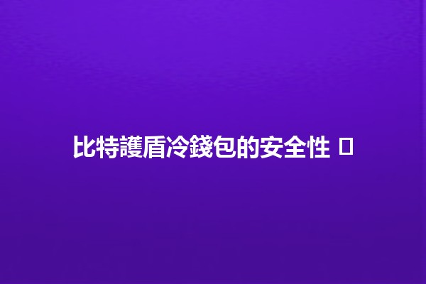 比特護盾冷錢包的安全性 🛡️🔒